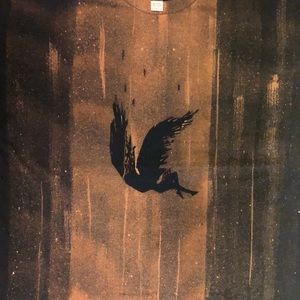 Handmade bleach painted. Falling angel